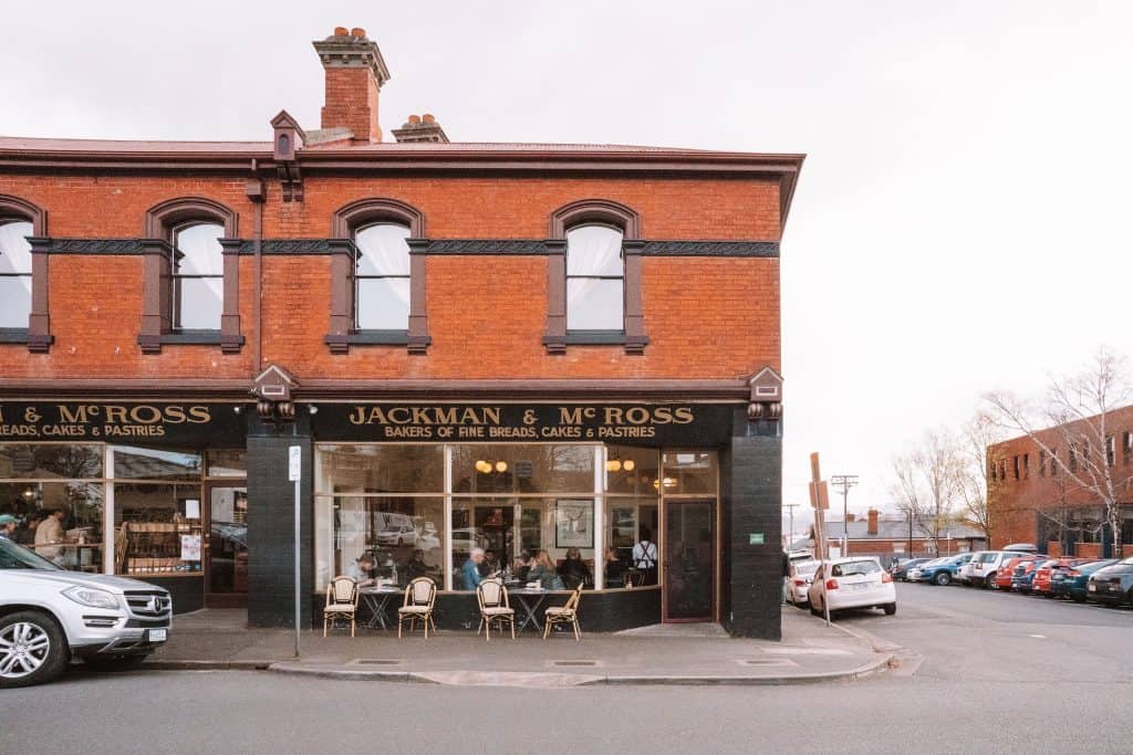Jackman & McRoss Café: A charming heritage red-brick café with outdoor seating, nestled on Hampden Road in Battery Point.