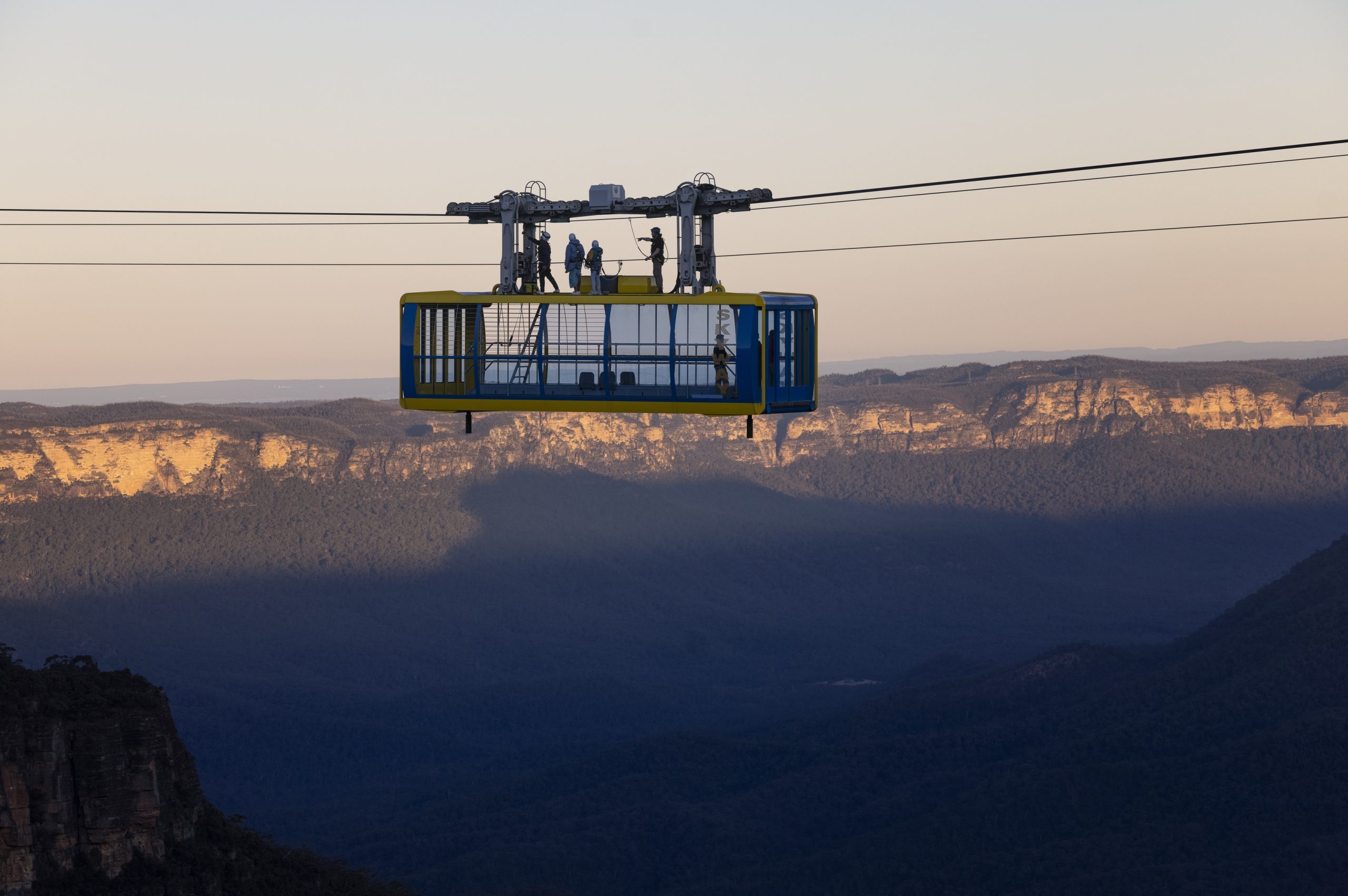 Beyond Skyway at Scenic World, Blue Mountains here passengers ride on top of the cable car! 