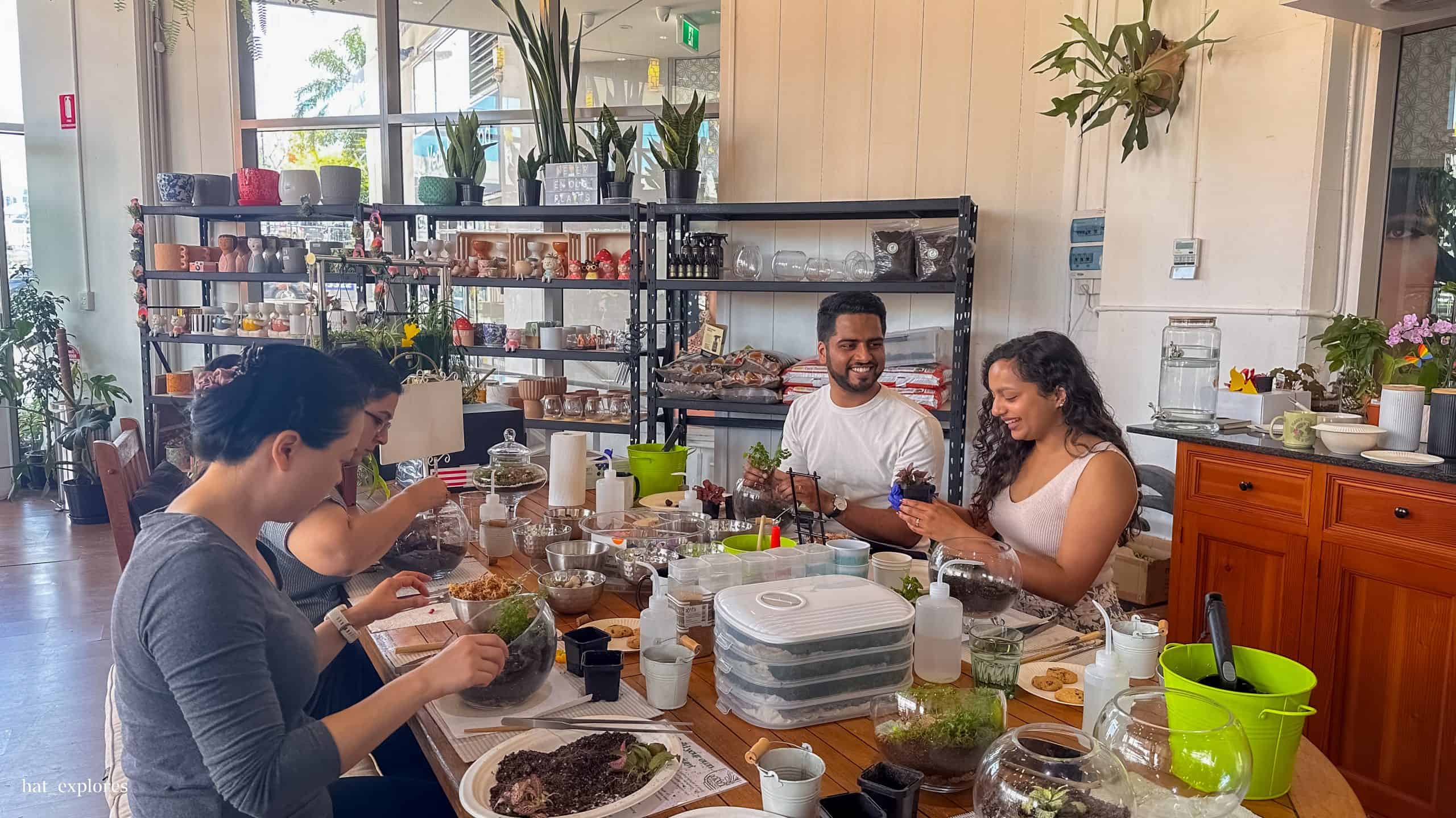 Valentine's Day gift ideas for travelers: Us at a terarrium workshop!