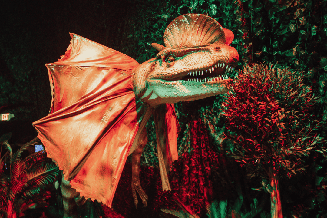 A dinosaur statue at the Dino's Alive exhibition in Sydney