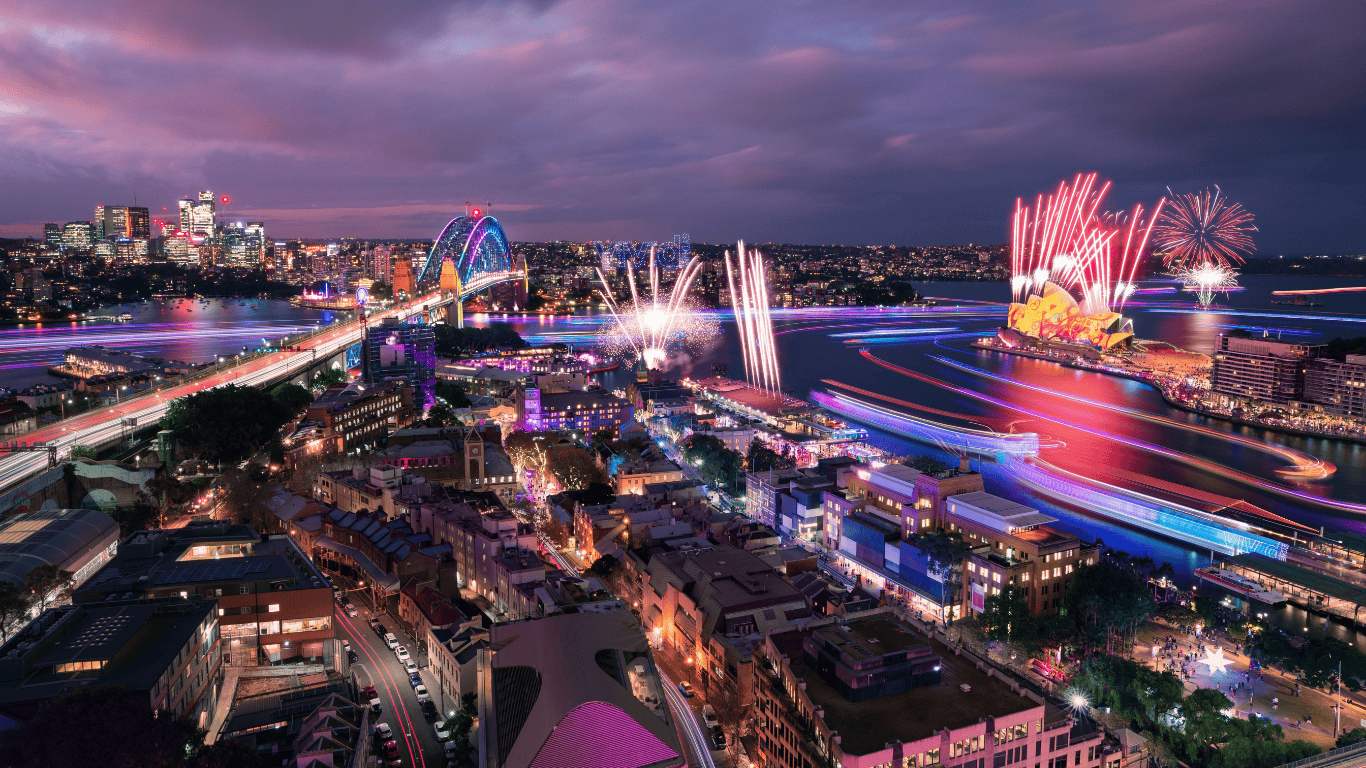 Fireworks over Sydney Harbour on the opening night of Vivid Sydney!