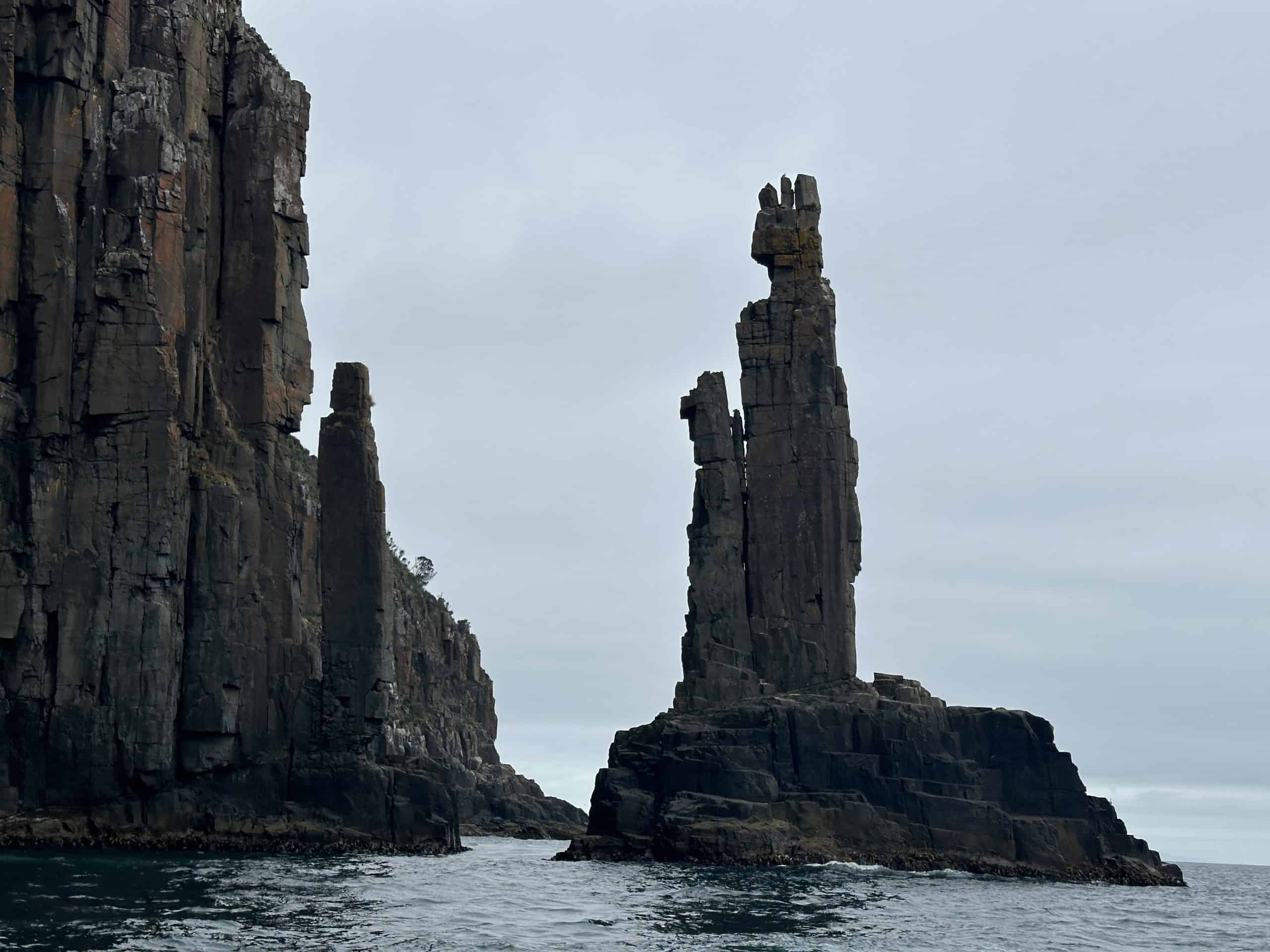 Dramatic sea cliffs on Bruny Island captured during the Bruny Island tour from Hobart.