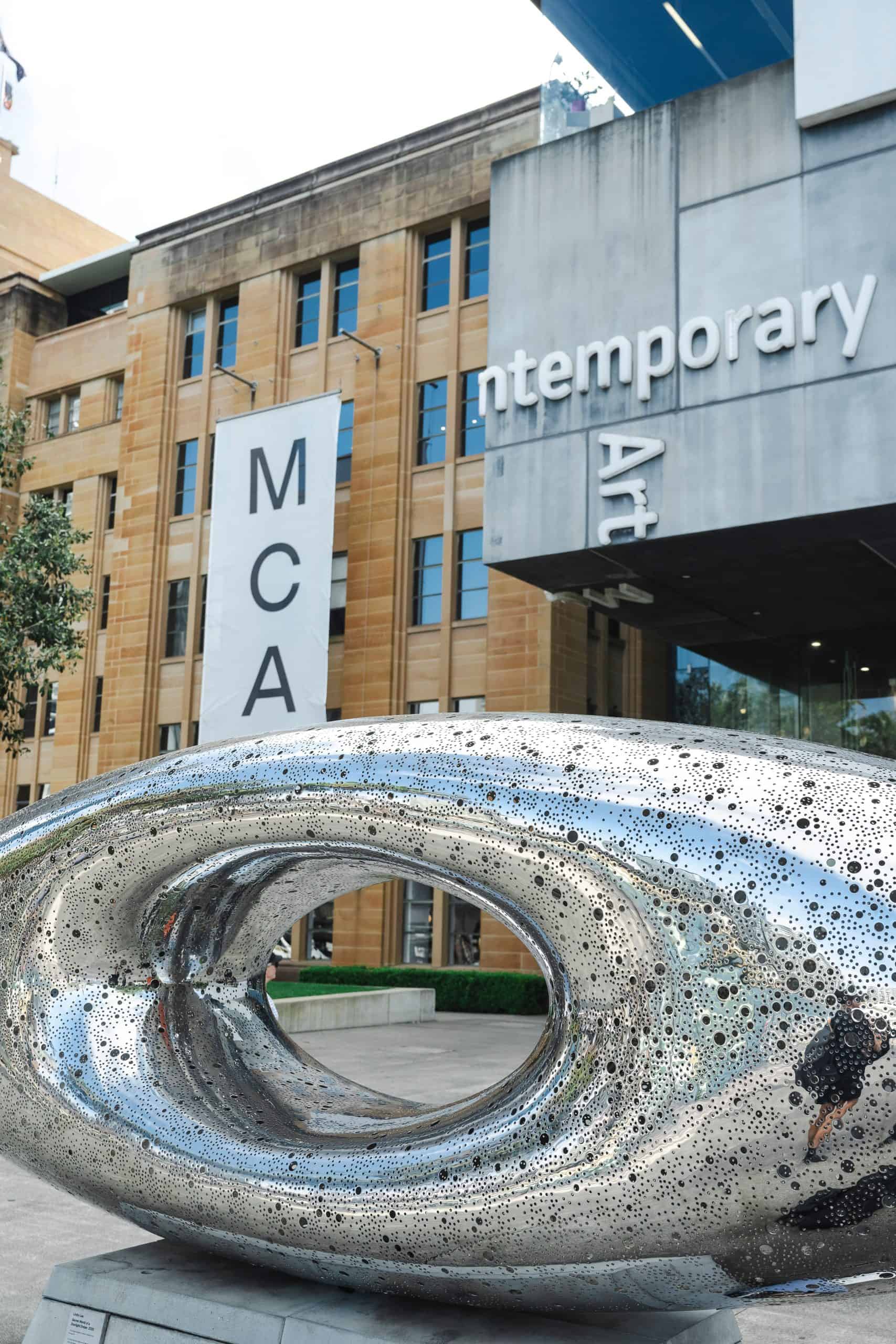 Exterior of the Museum of Contemporary Art Forecourt with installation by artist Lindy Lee!