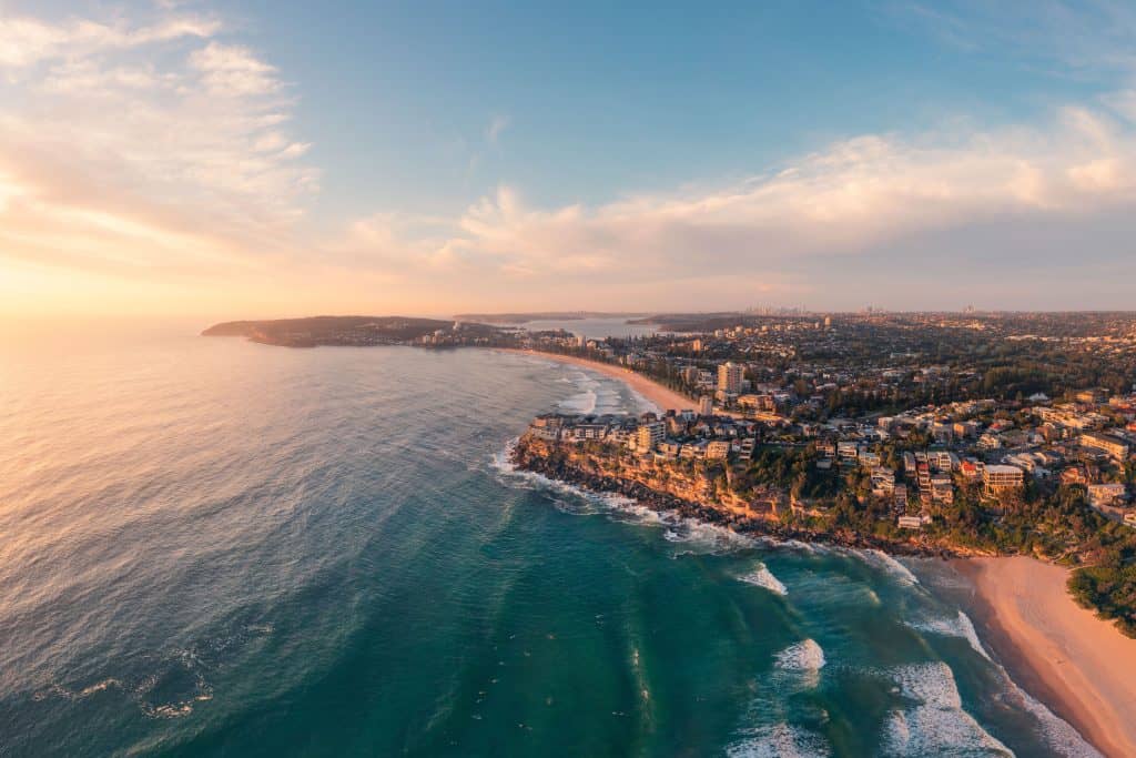 Sunrise over Queenscliff and Manly on Sydney's northern beaches.