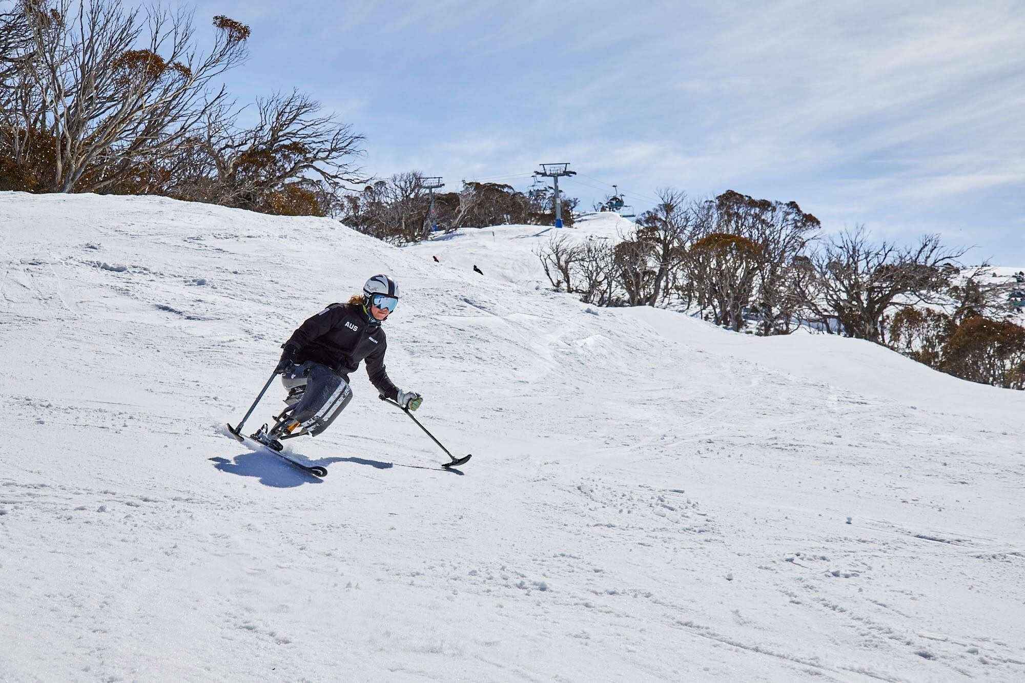 A child skiing in the Snowy Mountains.